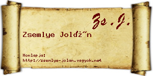 Zsemlye Jolán névjegykártya